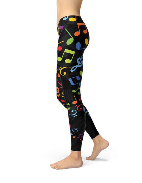 Load image into Gallery viewer, Women&#39;s Colorful Music Notes Leggings
