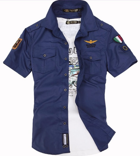 Men's  Casual Short Sleeve Army Style Shirt