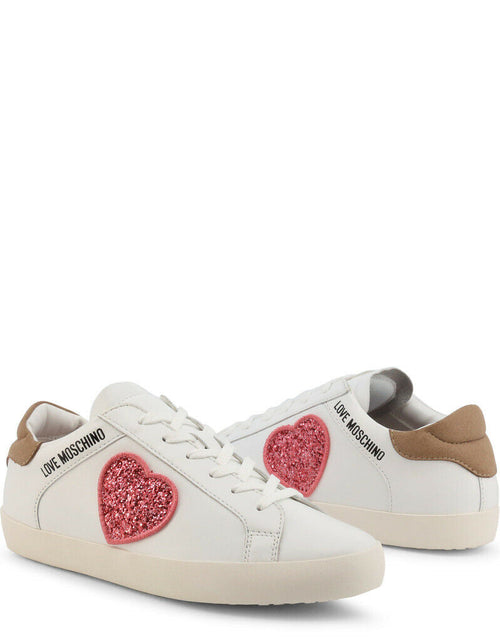 Load image into Gallery viewer, Love Moschino sneakers with pink sparkle hearts
