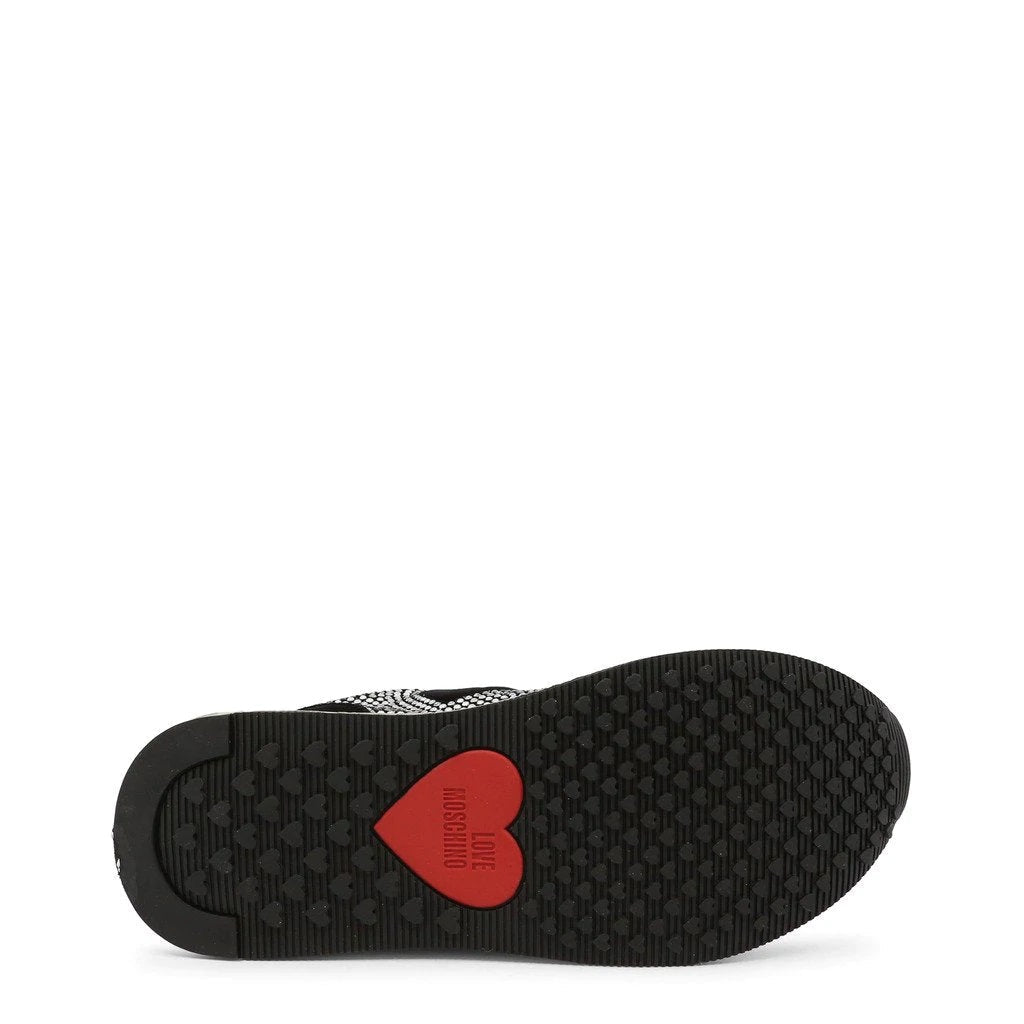  Rhinestone Heart Sneakers - Black