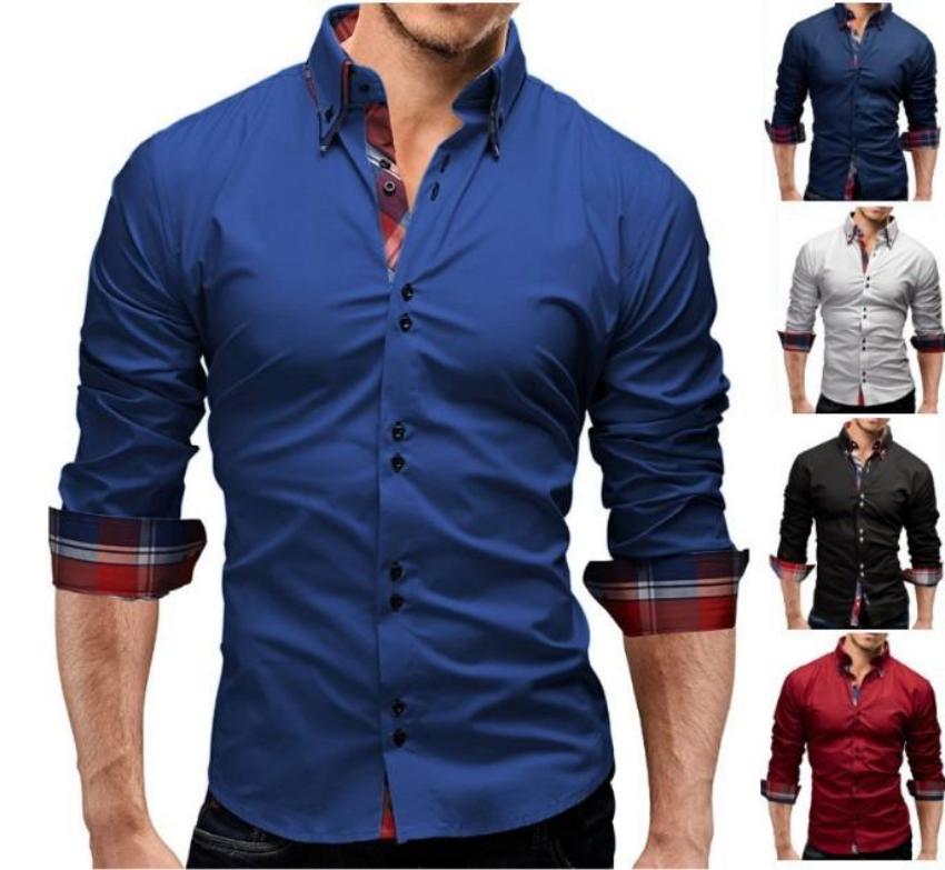 Men's Slim Fit Shirt with Dual Collar Design
