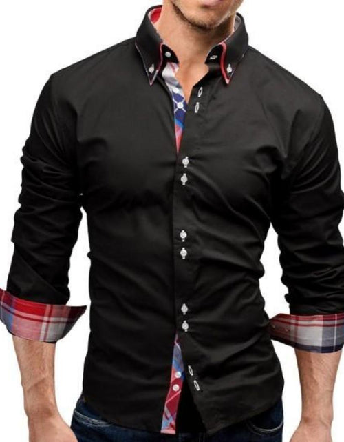 Load image into Gallery viewer, Men&#39;s Slim Fit Shirt with Dual Collar Design
