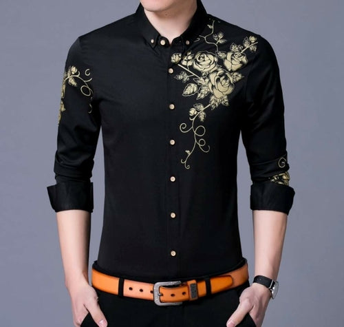 Load image into Gallery viewer, Men&#39;s Button Front Shirt with Floral Design
