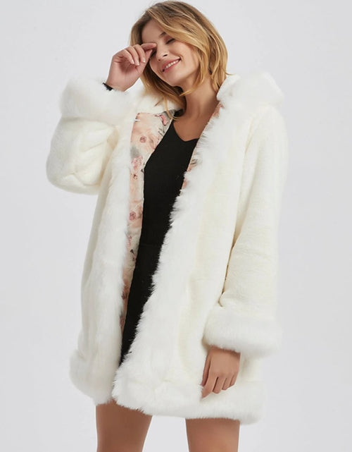 Load image into Gallery viewer, Womens Hooded Faux Fur Collar Jacket 

