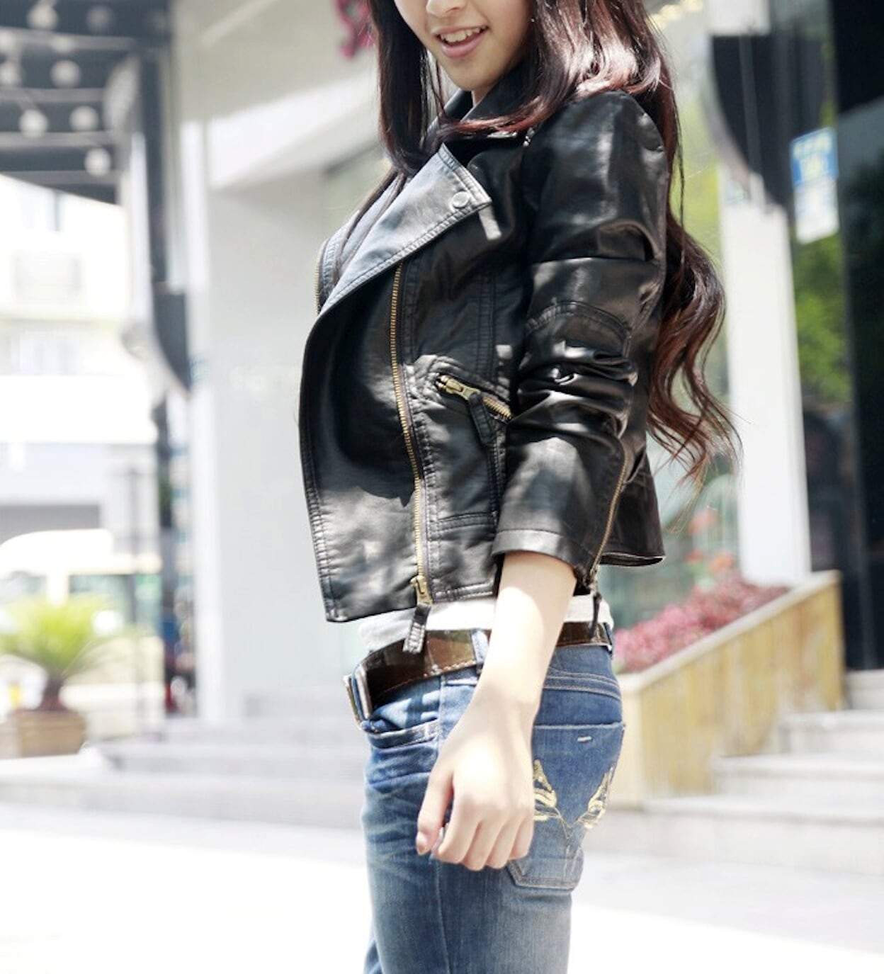 Women's Cropped Vegan Leather Jacket