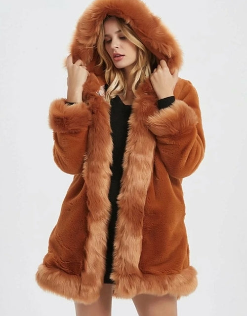 Load image into Gallery viewer, Women&#39;s Hooded Faux Fur Collar Coat
